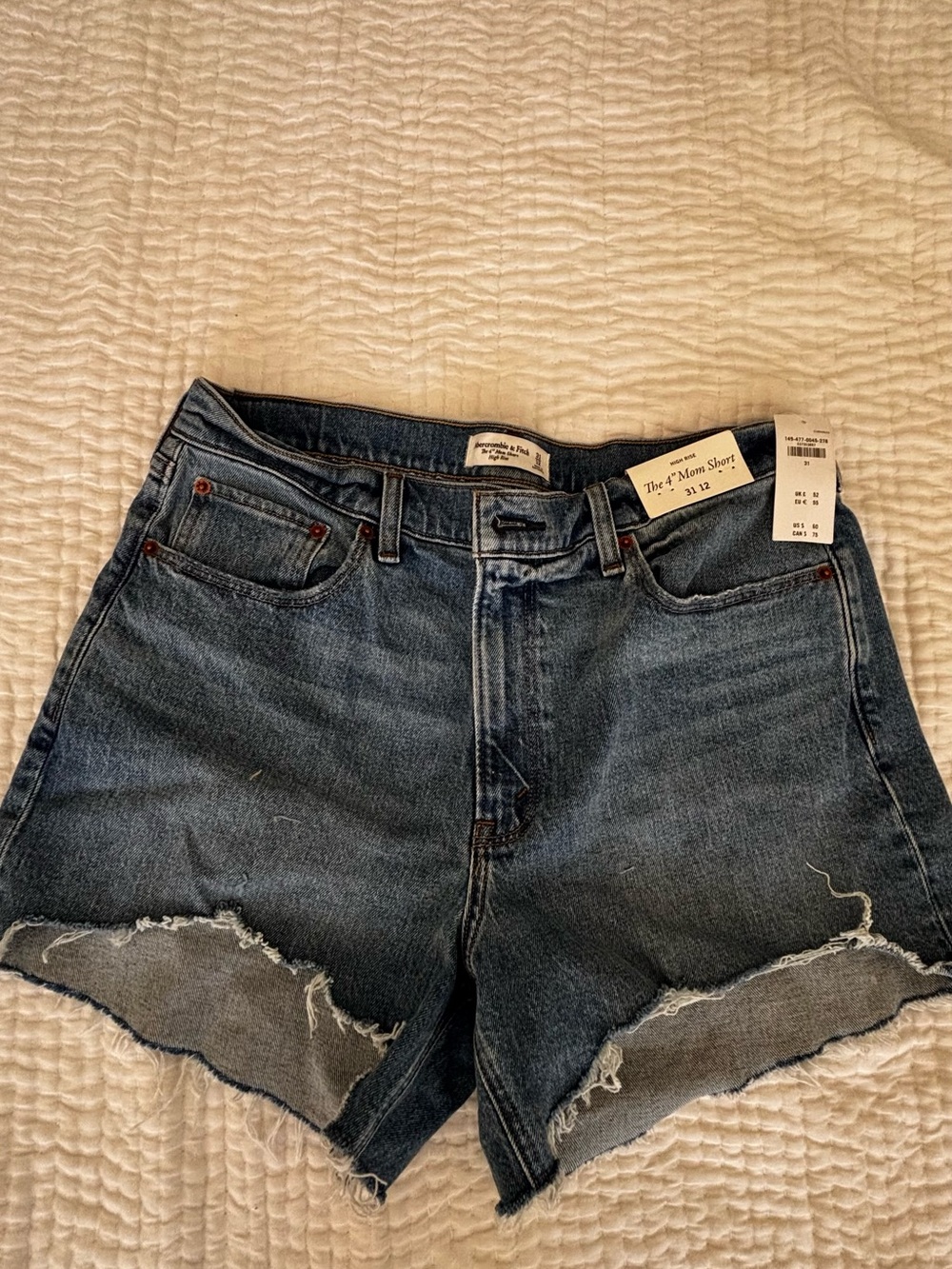 Abercrombie & Fitch Distressed Dark Blue Denim Jean Shorts